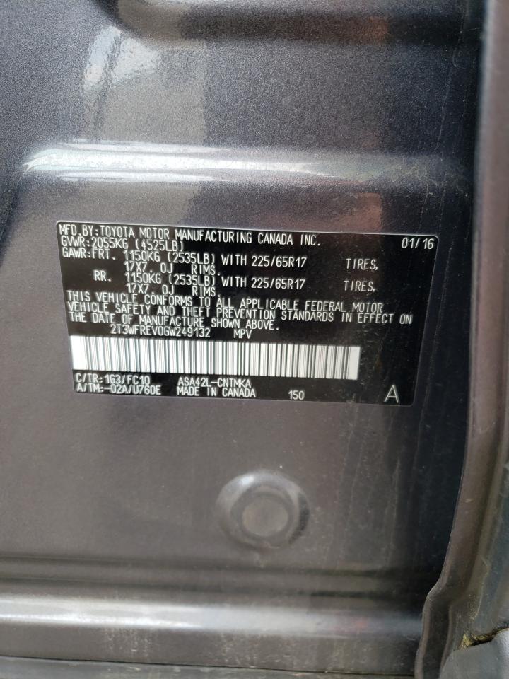 Photo 10 from auction – 2016 TOYOTA RAV4 XLE with VIN 2T3WFREV0GW249132