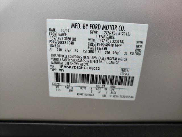 Photo 10 from auction – 2017 FORD EXPLORER X with VIN 1FM5K7D83HGE08032