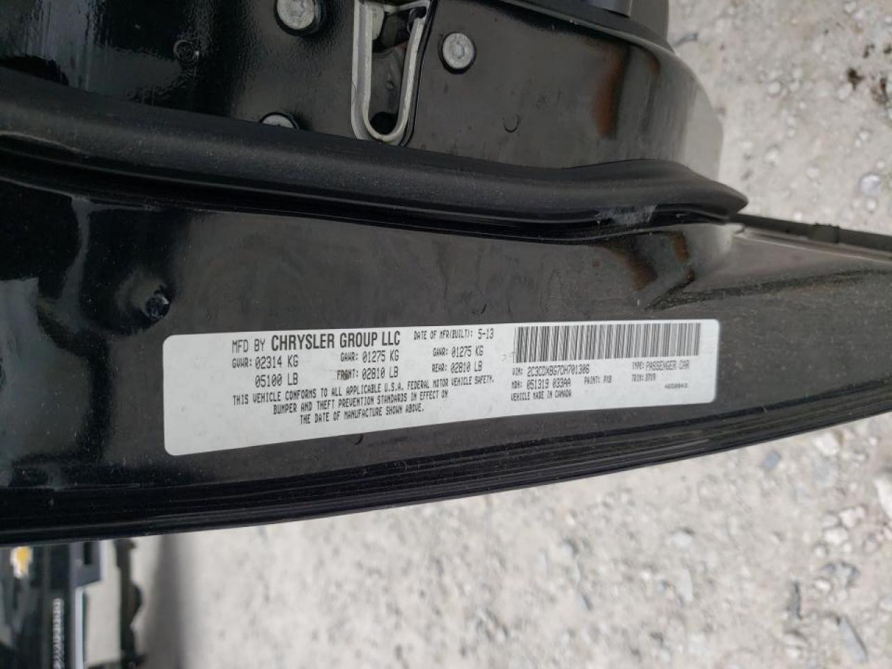 Photo 10 from auction – 2013 DODGE CHARGER SE with VIN 2C3CDXBG7DH701306