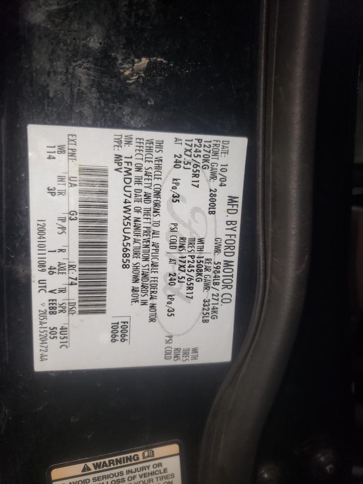 Photo 10 from auction – 2005 FORD EXPLORER E with VIN 1FMDU74WX5UA56858