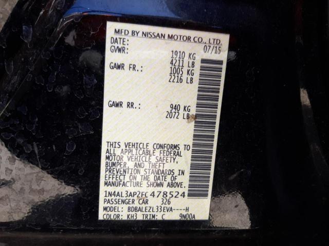 Photo 10 from auction – 2015 NISSAN ALTIMA 2.5 with VIN 1N4AL3AP2FC478524