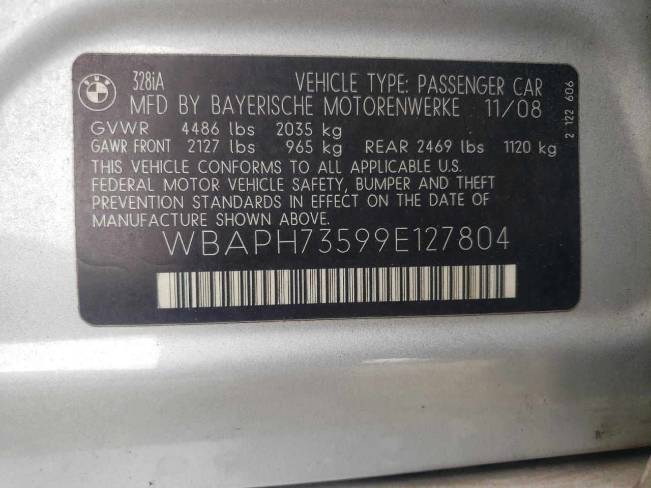 Photo 10 from auction – 2009 BMW 328 I with VIN WBAPH73599E127804