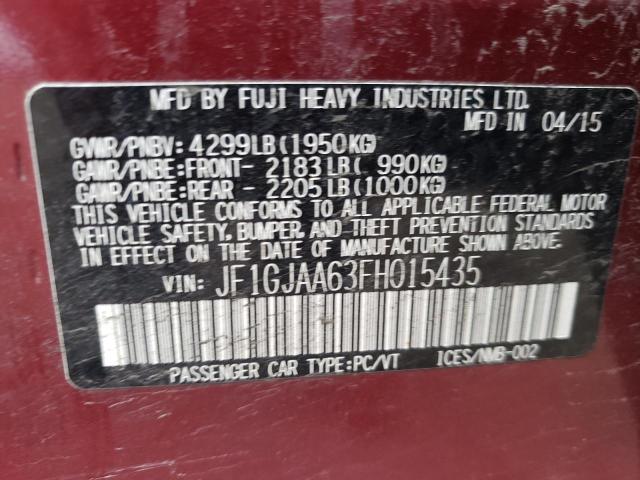 Photo 10 from auction – 2015 SUBARU IMPREZA with VIN JF1GJAA63FH015435
