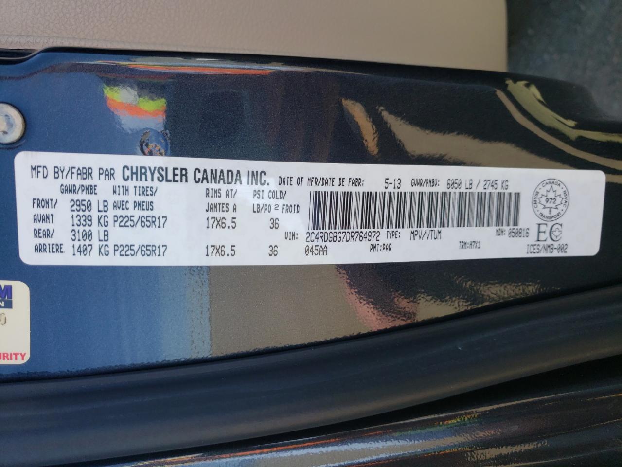 Photo 10 from auction – 2013 DODGE GRAND CARA with VIN 2C4RDGBG7DR764972
