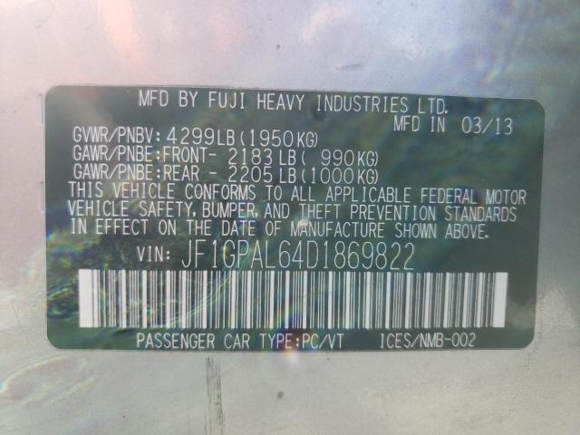 Photo 10 from auction – 2013 SUBARU IMPREZA SP with VIN JF1GPAL64D1869822