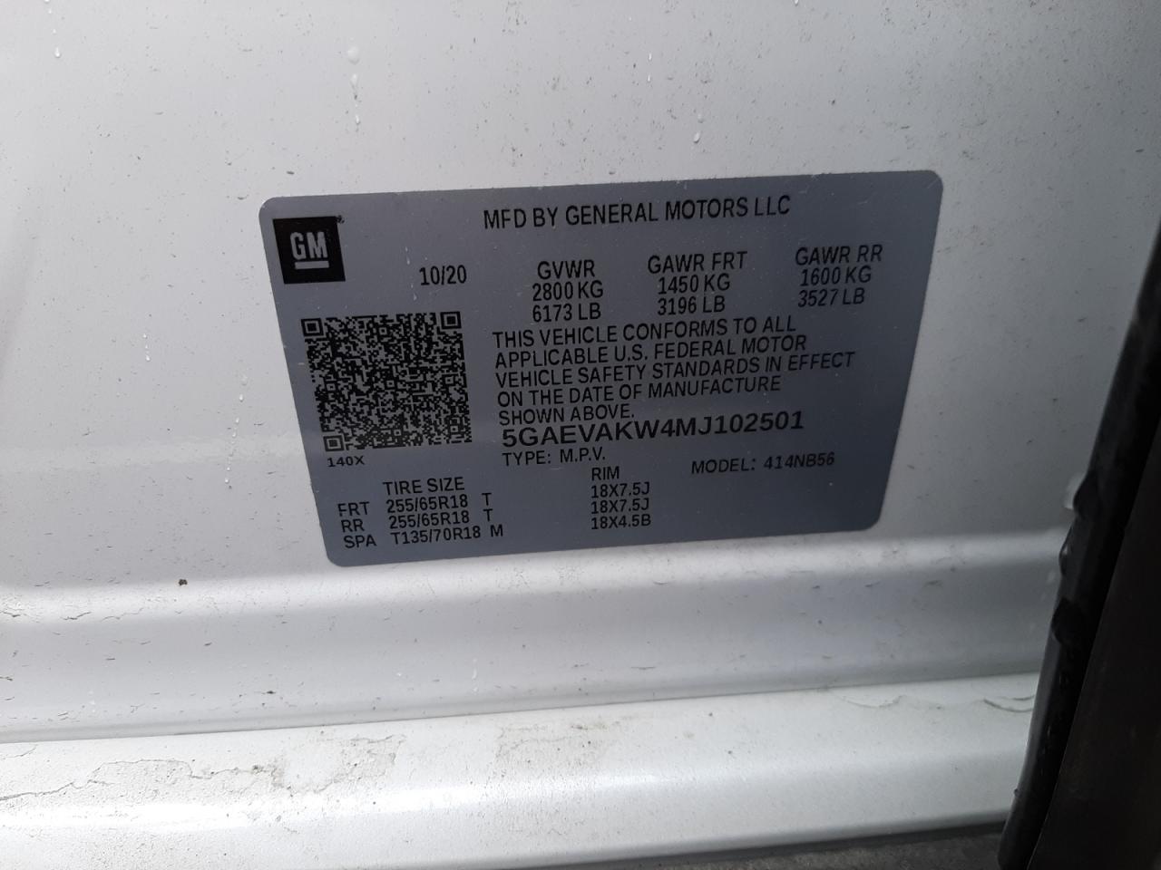 Photo 10 from auction – 2021 BUICK ENCLAVE ES with VIN 5GAEVAKW4MJ102501