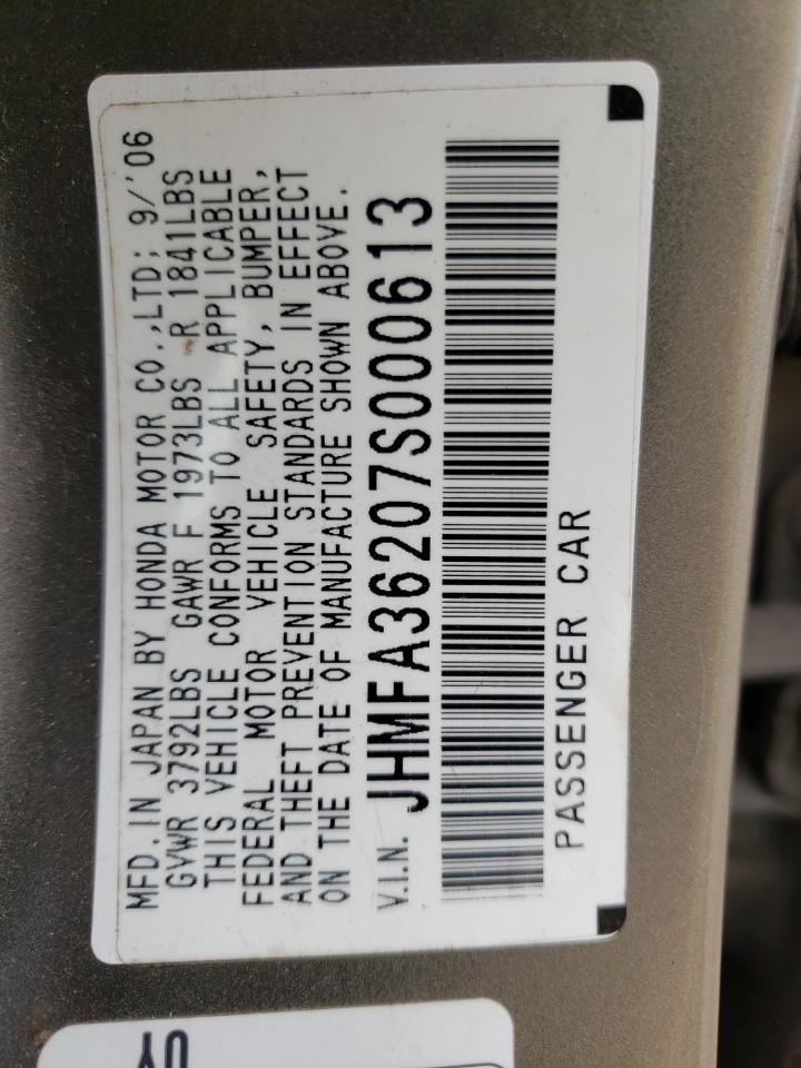 Photo 10 from auction – 2007 HONDA CIVIC HYBR with VIN JHMFA36207S000613
