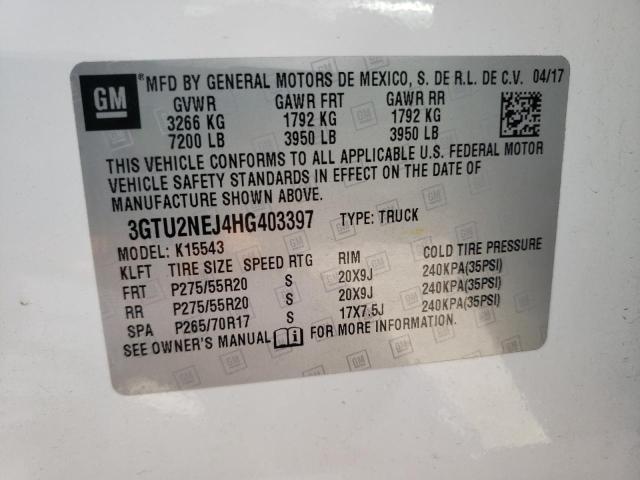 Photo 10 from auction – 2017 GMC SIERRA K15 with VIN 3GTU2NEJ4HG403397