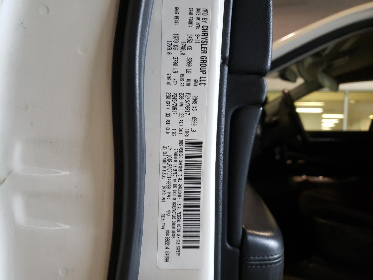 Photo 10 from auction – 2012 JEEP GRAND CHER with VIN 1C4RJFAG7CC140200