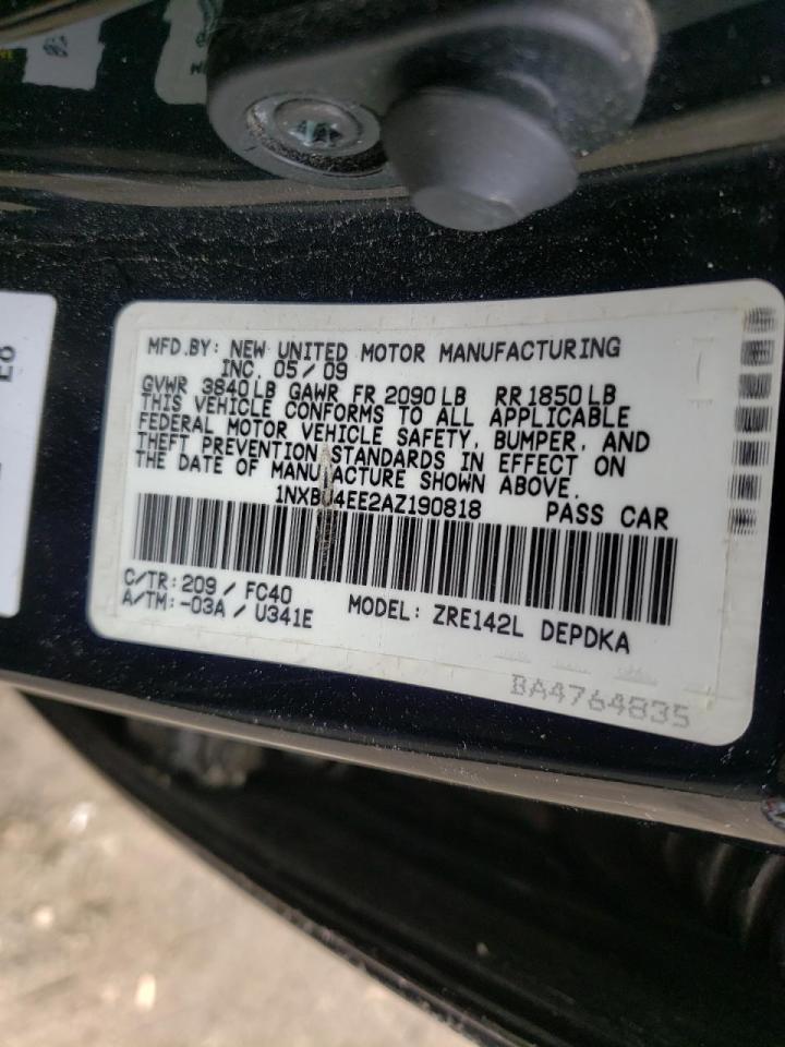 Photo 10 from auction – 2010 TOYOTA COROLLA BA with VIN 1NXBU4EE2AZ190818