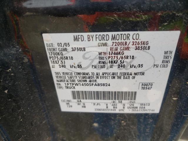 Photo 10 from auction – 2005 FORD F150 SUPER with VIN 1FTPW14505FA85824