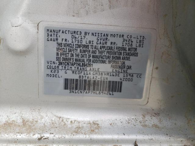 Photo 10 from auction – 2017 NISSAN VERSA S with VIN 3N1CN7AP7HL894261