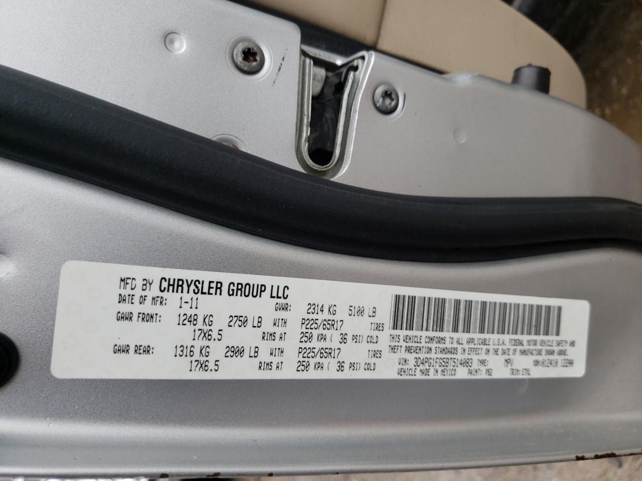 Photo 10 from auction – 2011 DODGE JOURNEY MA with VIN 3D4PG1FG5BT514083