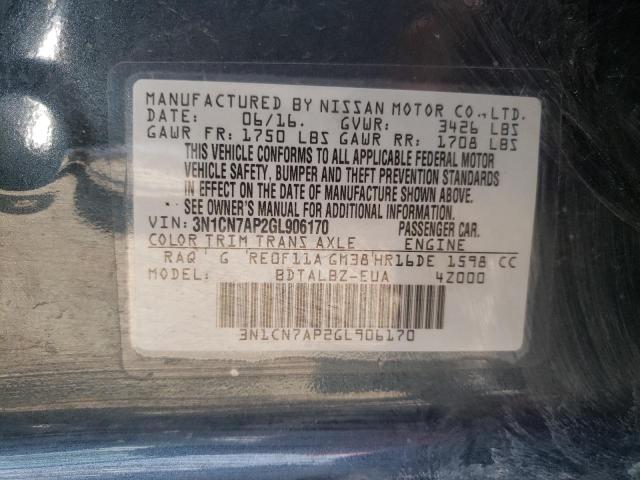 Photo 10 from auction – 2016 NISSAN VERSA S with VIN 3N1CN7AP2GL906170