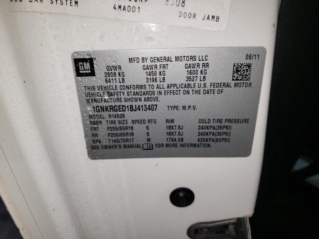 Photo 10 from auction – 2011 CHEVROLET TRAVERSE L with VIN 1GNKRGED1BJ413407