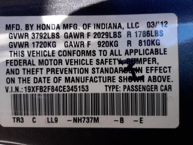 Photo 10 from auction – 2012 HONDA CIVIC EX with VIN 19XFB2F84CE345153