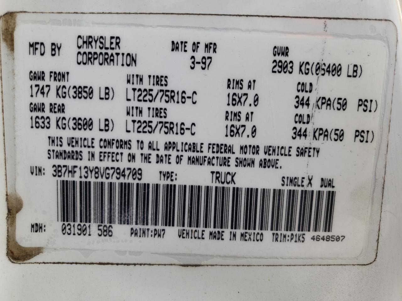 Photo 10 from auction – 1997 DODGE RAM 1500 with VIN 3B7HF13Y8VG794709