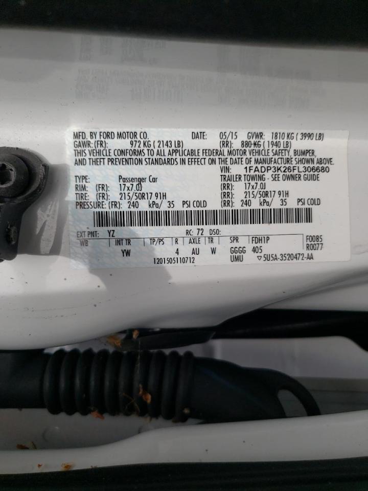 Photo 10 from auction – 2015 FORD FOCUS SE with VIN 1FADP3K26FL306680