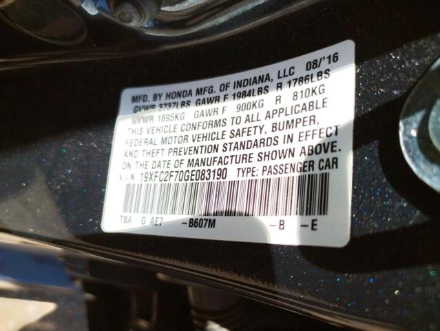 Photo 10 from auction – 2016 HONDA CIVIC EX with VIN 19XFC2F70GE083190