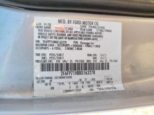 Photo 10 from auction – 2008 FORD CROWN VICT with VIN 2FAFP71V88X163278