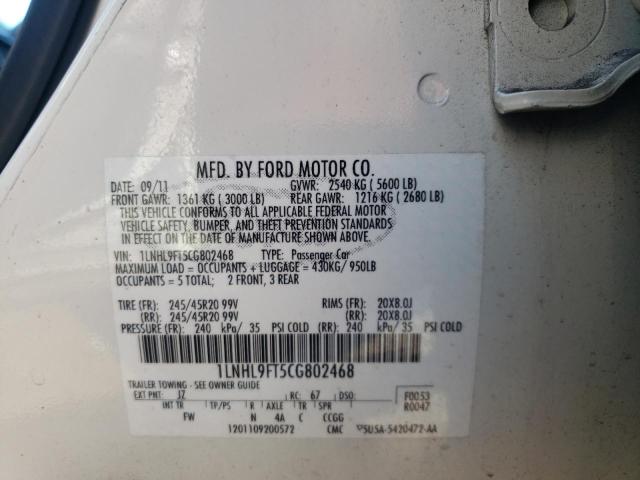 Photo 10 from auction – 2012 LINCOLN MKS with VIN 1LNHL9FT5CG802468
