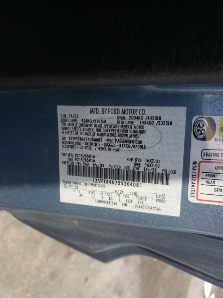 Photo 10 from auction – 2005 FORD MUSTANG with VIN 1ZVFT84N755204081