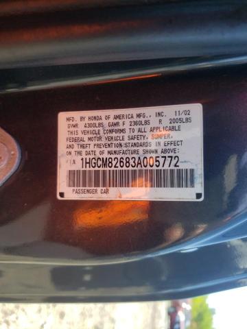 Photo 10 from auction – 2003 HONDA ACCORD EX with VIN 1HGCM82683A005772