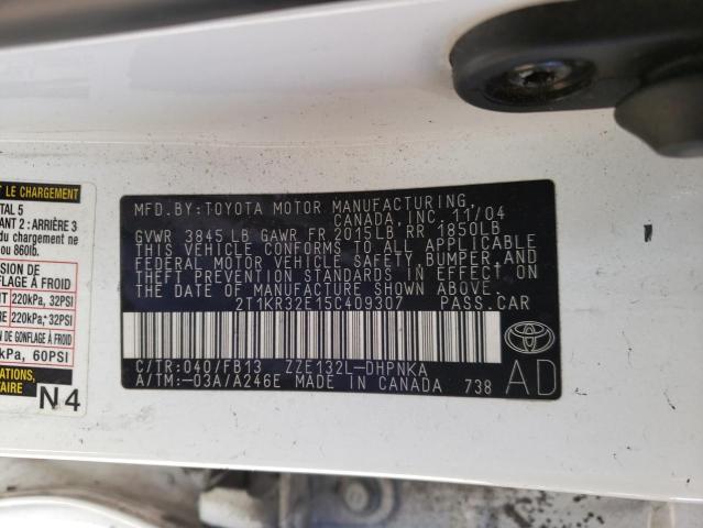 Photo 10 from auction – 2005 TOYOTA COROLLA/MA with VIN 2T1KR32E15C409307