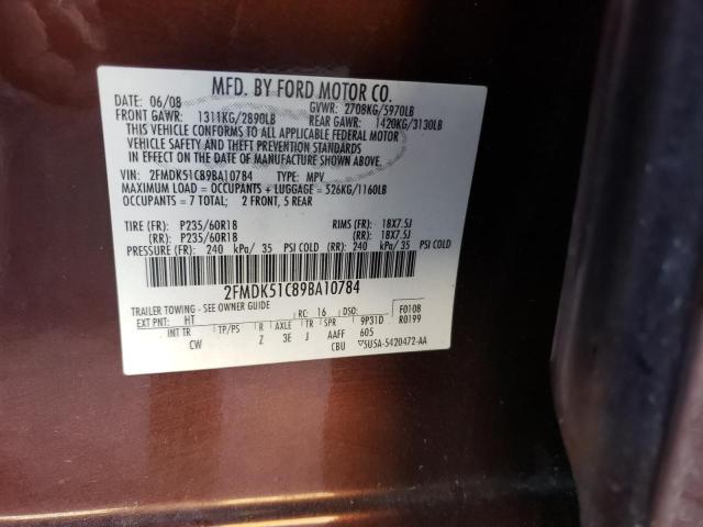 Photo 10 from auction – 2009 FORD FLEX SE with VIN 2FMDK51C89BA10784