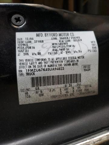 Photo 10 from auction – 2005 FORD EXPLORER S with VIN 1FMZU67K45UA94823