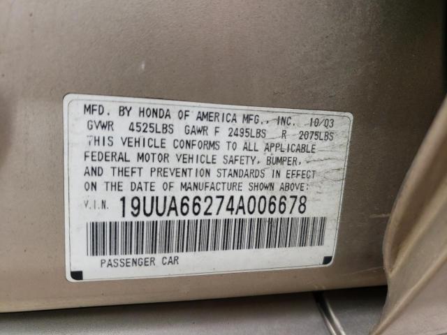 Photo 10 from auction – 2004 ACURA TL with VIN 19UUA66274A006678