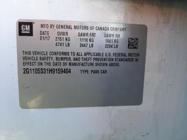 Photo 10 from auction – 2017 CHEVROLET IMPALA LT with VIN 2G1105S31H9159404