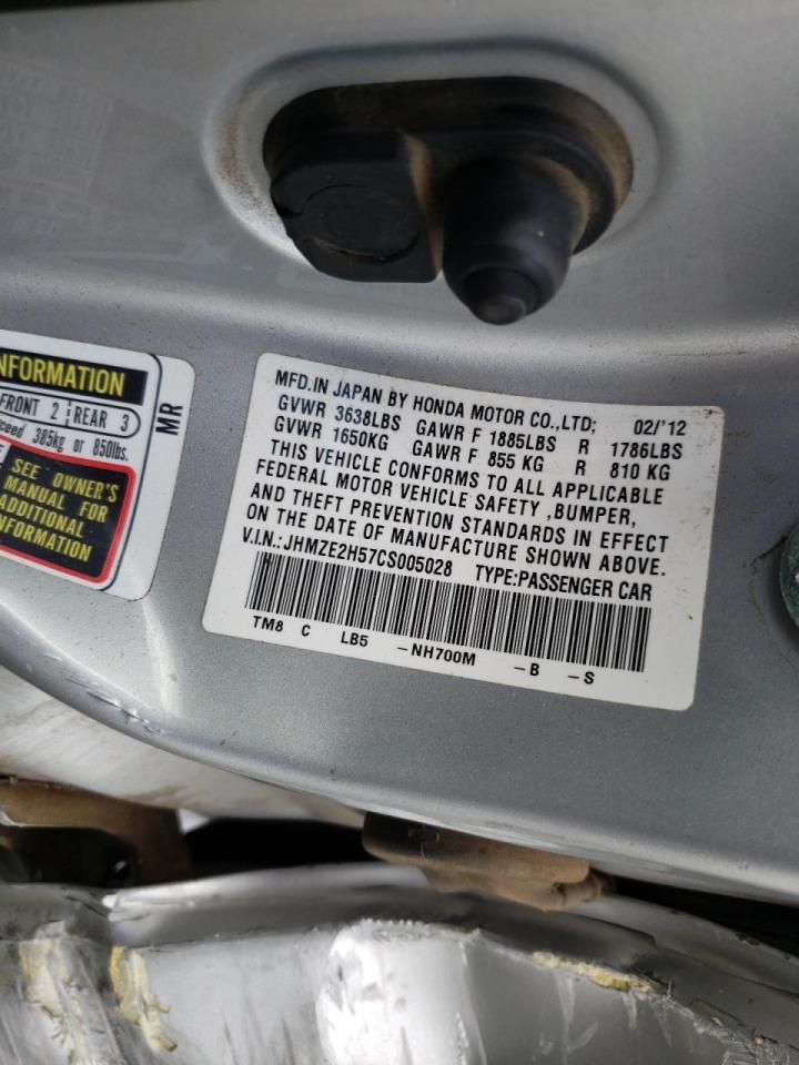 Photo 10 from auction – 2012 HONDA INSIGHT LX with VIN JHMZE2H57CS005028