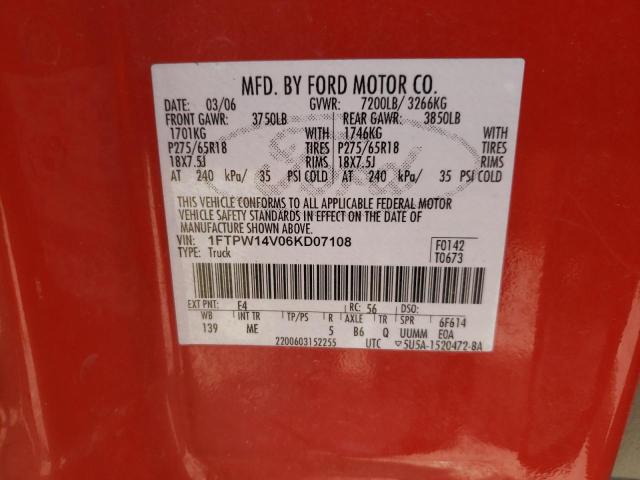 Photo 10 from auction – 2006 FORD F150 SUPER with VIN 1FTPW14V06KD07108