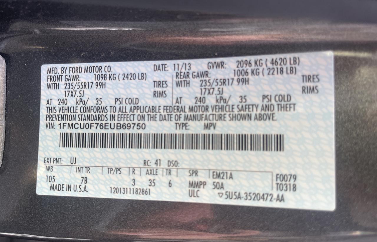 Foto 10 de la subasta – 2014 FORD ESCAPE S con VIN 1FMCU0F76EUB69750