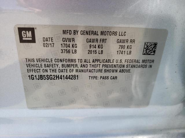 Photo 10 from auction – 2017 CHEVROLET SONIC LS with VIN 1G1JB5SG2H4144281