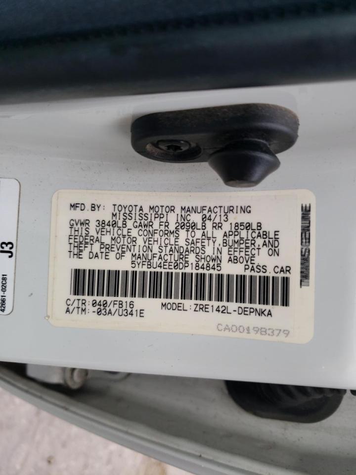 Photo 10 from auction – 2013 TOYOTA COROLLA BA with VIN 5YFBU4EE0DP184845