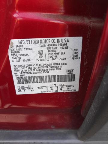 Photo 10 from auction – 2003 FORD ESCAPE XLT with VIN 1FMYU03123KB22360