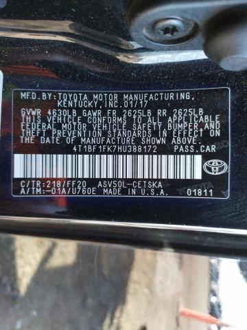 Photo 10 from auction – 2017 TOYOTA CAMRY with VIN 4T1BF1FK7HU388172