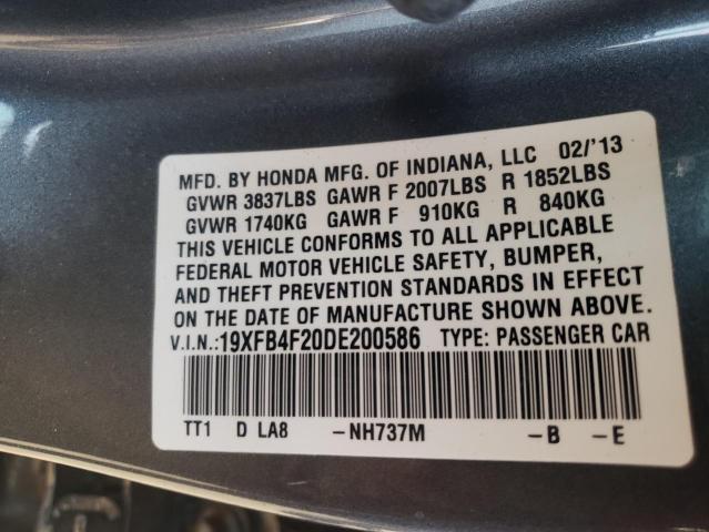 Photo 10 from auction – 2013 HONDA CIVIC HYBR with VIN 19XFB4F20DE200586