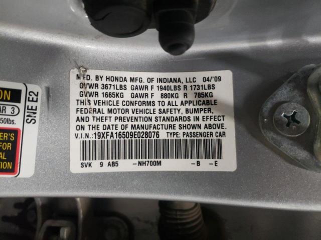 Photo 10 from auction – 2009 HONDA CIVIC with VIN 19XFA16509E028076