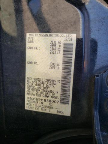 Photo 7 from auction – 2009 NISSAN MAXIMA S with VIN 1N4AA51E29C838007