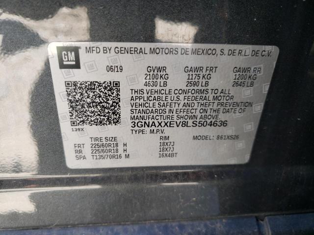 Photo 10 from auction – 2020 CHEVROLET EQUINOX PR with VIN 3GNAXXEV8LS504636