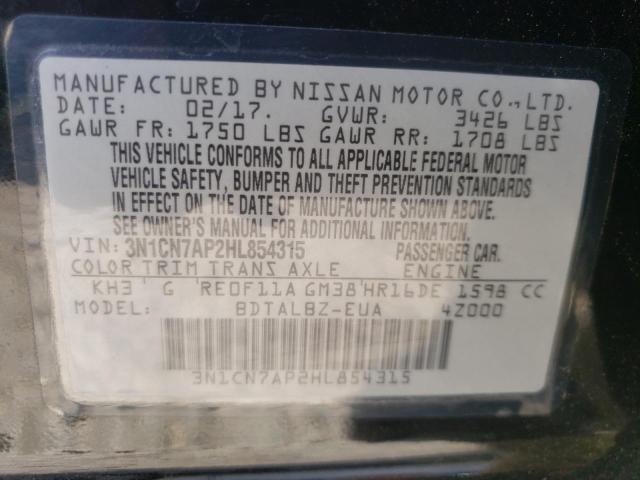 Photo 10 from auction – 2017 NISSAN VERSA S with VIN 3N1CN7AP2HL854315