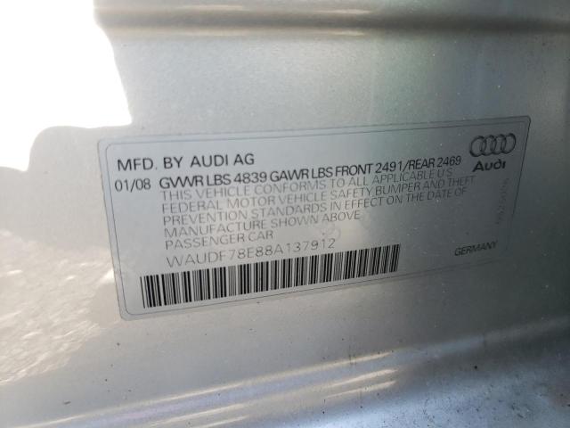 Photo 10 from auction – 2008 AUDI A4 2.0T QU with VIN WAUDF78E88A137912
