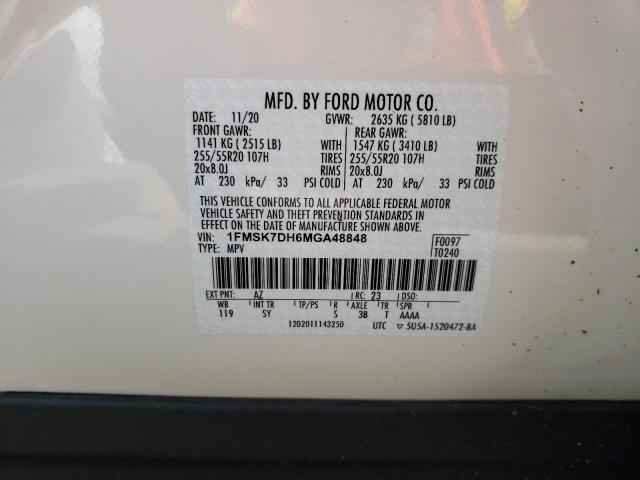 Photo 10 from auction – 2021 FORD EXPLORER X with VIN 1FMSK7DH6MGA48848