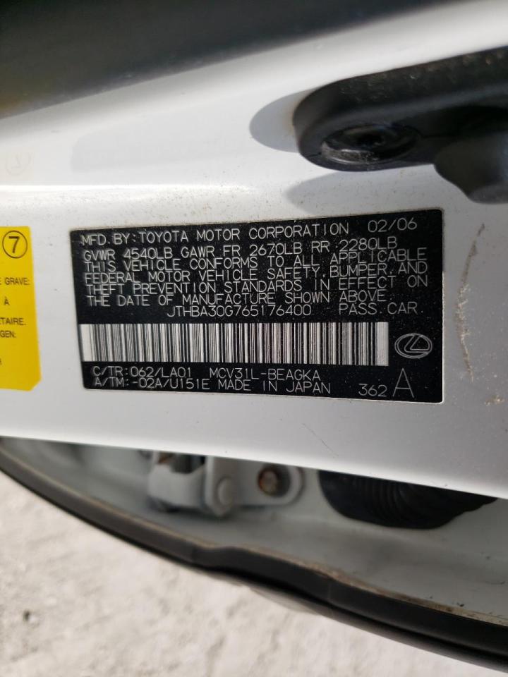 Photo 10 from auction – 2006 LEXUS ES 330 with VIN JTHBA30G765176400