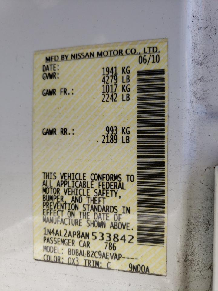 Photo 10 from auction – 2010 NISSAN ALTIMA BAS with VIN 1N4AL2AP8AN533842