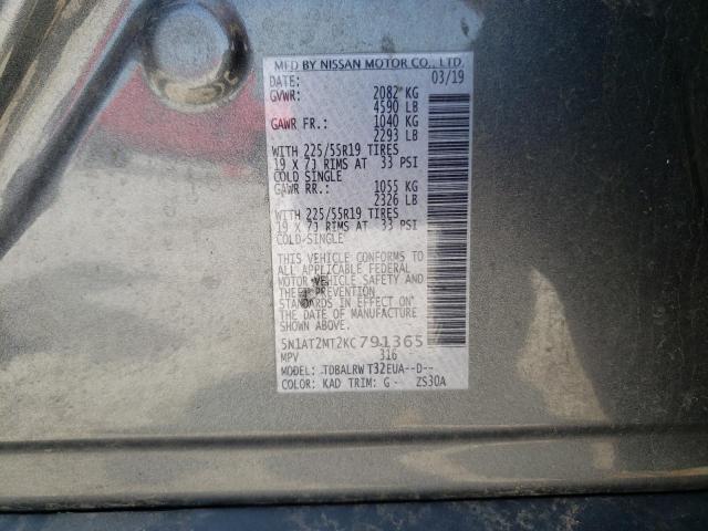 Photo 10 from auction – 2019 NISSAN ROGUE S with VIN 5N1AT2MT2KC791365