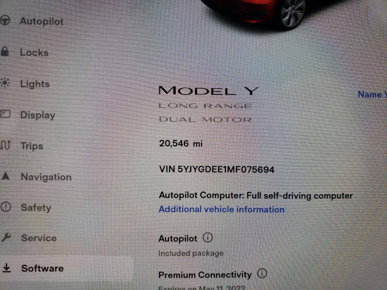 Foto 8 de la subasta – 2021 TESLA MODEL Y con VIN 5YJYGDEE1MF075694
